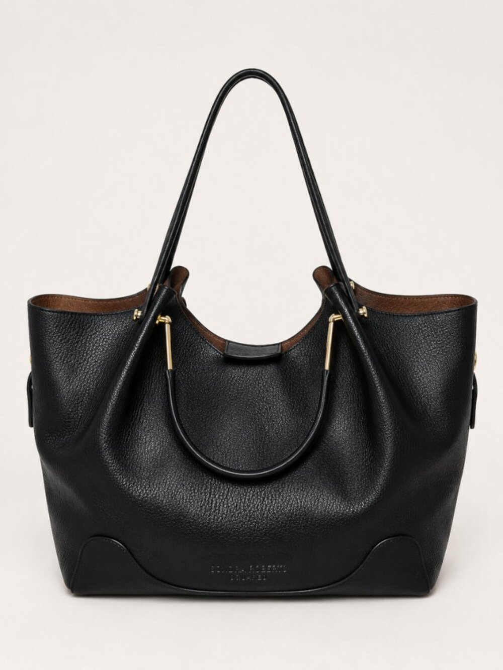 Sondra Roberts Squared Vegan Leather 2-Way Tote Bag Black w/ Removable Pouch